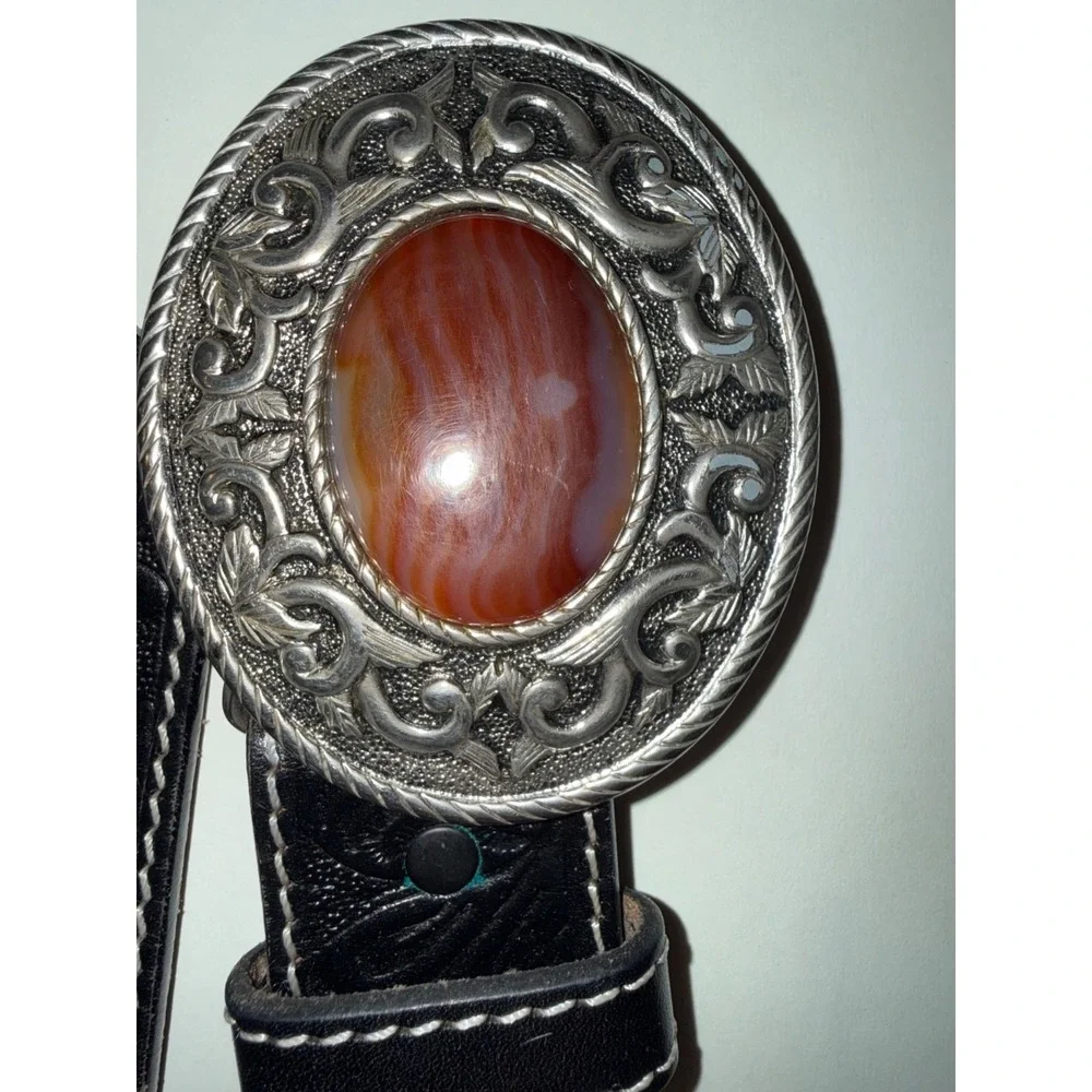 Belts BS118 SZ36 Genuine Full Grain Western Floral Engraved Tooled Leather Belt